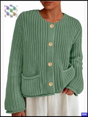 Oversized Chunky Knit Cardigan Sweater with Pockets Fall Winter Fashion
